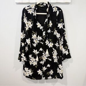 Entro Black and Floral Spring Summer Dress Size M EUC